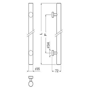 ウッド丸型取手 両面用(積層+真チュウ/M8×60)　標準扉厚 27mm～41mm