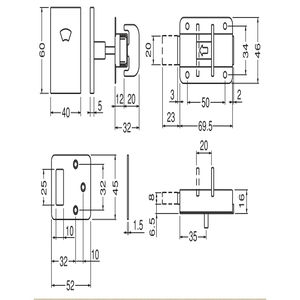 ラバトリーロックD(ステンレス) 表示器付 取付扉厚28mm～40mm