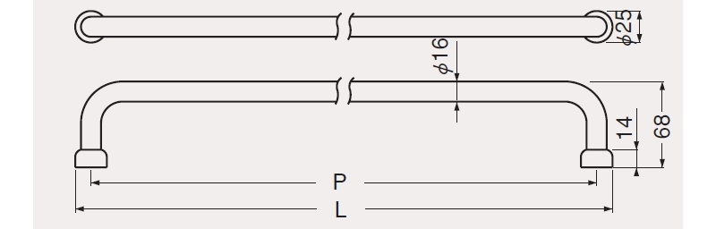 丸棒タオル掛 16φ(真チュウ/5.1×38,8×40ナイロンプラグ)