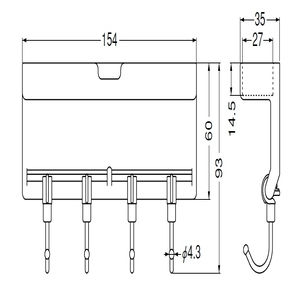 スライドフック小物入れ付(ABS+ステンレス)Uピンタイプ