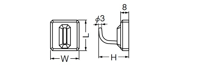 eフックS形(ABS+ステンレス)簡単にっ!はがせる粘着タイプ どこでもBASE