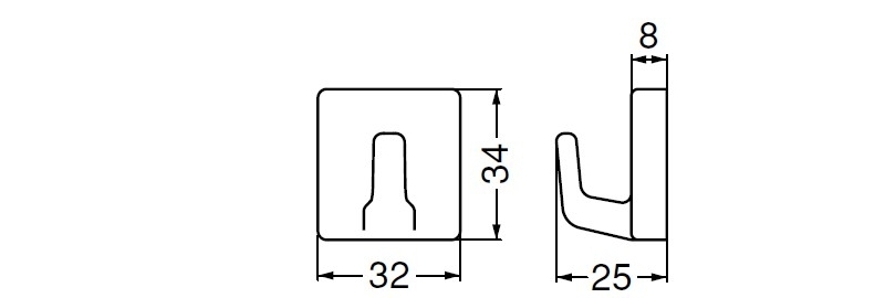 スクエアフック(ABS) 簡単にっ!はがせる粘着タイプ どこでもBASE