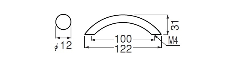 真チュウ12φ弓形ハンドル(真チュウ/ISO4×28)