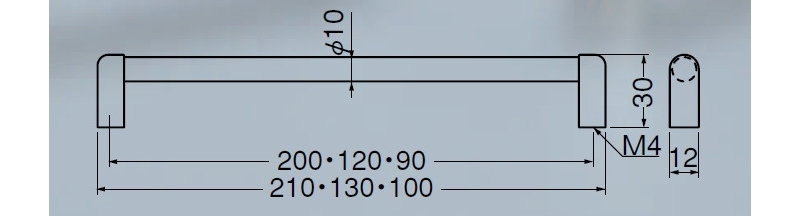 ラミーハンドル(ステンレス+亜鉛合金/ISO4×28)