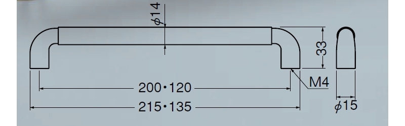 ベルナルドハンドル(積層+亜鉛合金/ISO4×28)