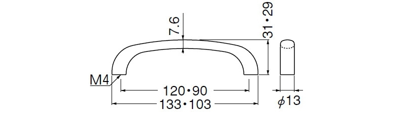 ウッドユビキタスハンドル(積層/ISO4×28)