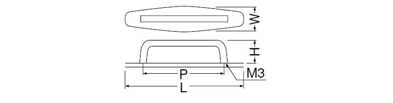 襖用角座付ハンドル(亜鉛合金+鉄/ISO3×25)