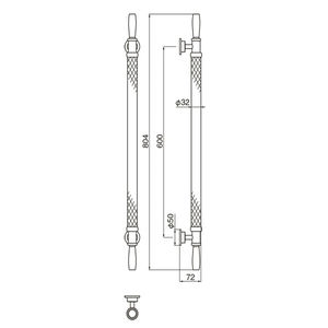 イントレチャートG型取手　両面用（真チュウ+本革/M8×70）標準扉厚28～42mm