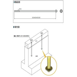 軸太・笠形アンカーボルト M12