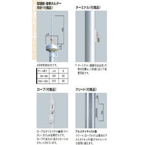 フラッグポール(高層用避雷針兼用) ベース式　旗ポール