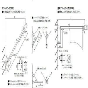 フラッグポール(水平型) 直角アウトリガー式