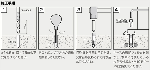 コンクリート施工　打込式めねじアンカーM10