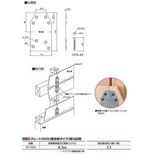 背割りプレートZMG(壁合板タイプ)