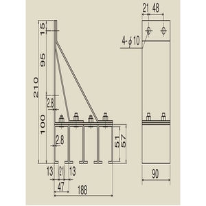 #2(塗装)スチール 2号横継受四連