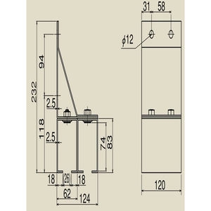 #4ステンレス　4号横継受二連