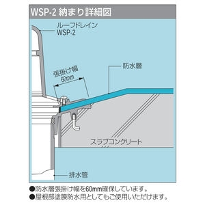 鋳鉄製ルーフドレン　防水層張掛け幅 60mm打込型 シート・屋根部塗膜防水用　たて引き　ねじ込み式