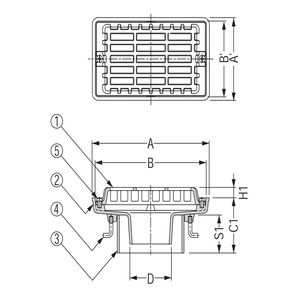 鋳鉄製ルーフドレン　外廊下排水用　打込型　塗膜・モルタル防水用　たて引き　差し込み式