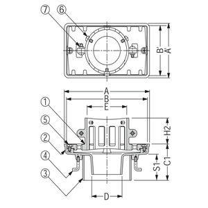 鋳鉄製ルーフドレン　外廊下排水用　打込型　塗膜・モルタル防水用　たて引き　差し込み式