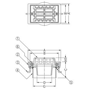 鋳鉄製ルーフドレン　外廊下排水用　PC工場向　塗膜・モルタル防水用　たて引き　差し込み式