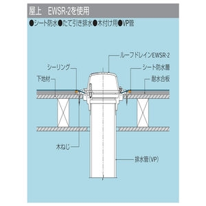 鋳鉄製ルーフドレン　木付け用　シート防水用　たて引き　ねじ込み式