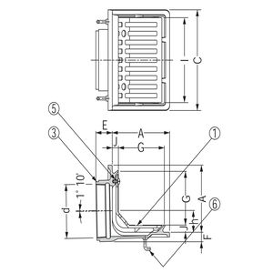 鋳鉄製ルーフドレン　一般型　塗膜・モルタル防水用　よこ引き　ねじ込み式（EZG-L:L型ストレーナー付）