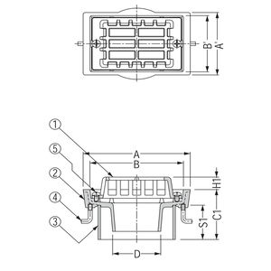 ステンレス鋳鋼製ルーフドレン　外廊下排水用　打込型　塗膜・モルタル防水用　たて引き　差し込み式