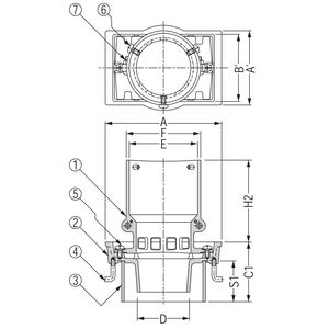 ステンレス鋳鋼製ルーフドレン　外廊下排水用　打込型　塗膜・モルタル防水用　たて引き　差し込み式