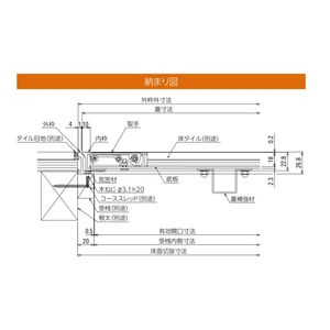 ホーム床点検口 枠：床タイル仕上用タイプ　合計18mm仕上厚に対応