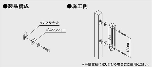 取付パーツ　Hパーツ（支柱取付用ねじ・ステンレス製）