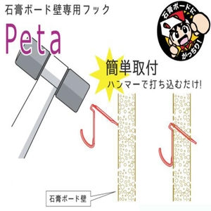 石膏ボード壁専用フック　Peta　61233