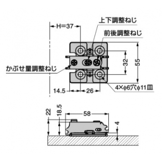 マウンティングプレート　重量用ワンタッチスライド丁番J95用座金　800-026732