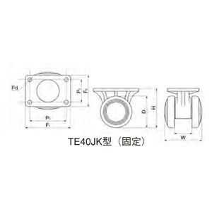 TE40JK（エラストマー車）　双輪キャスター　76077