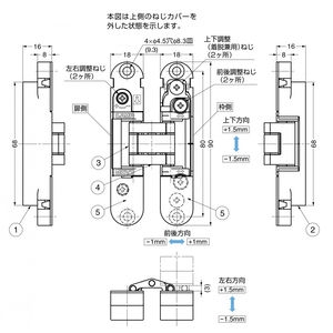 三次元調整機能付隠し丁番　800029221