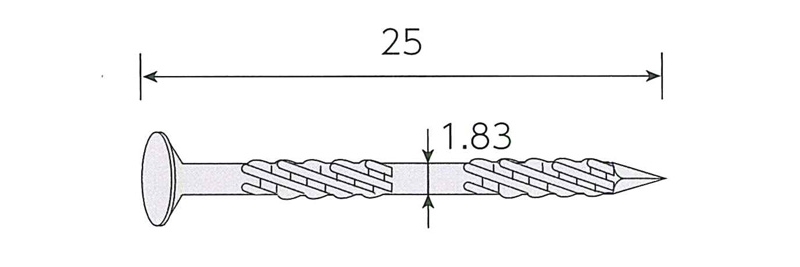 斜めプラ連結釘 内装木下地用 ステンレス スクリング カップ頭　1箱=20巻