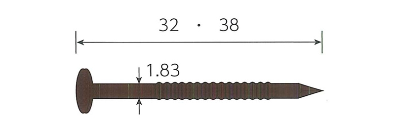 斜めプラ連結釘 外装木下地用・サイディング用 鉄着色 焼杉板用 布目頭　1箱=20巻