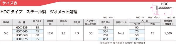 ハードエッジドライブHDCタイプ　スチール製ジオメット処理