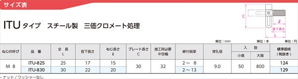 ITハンガーITUタイプ　スチール製三価クロメート処理