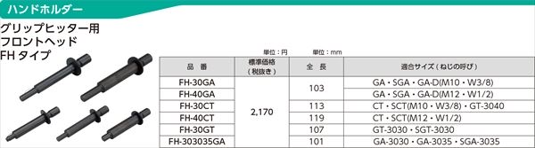 グリップヒッター用フロントヘッドFHタイプ