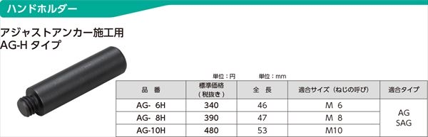 ハンドホルダーAG-Hタイプ　アジャストアンカー施工用