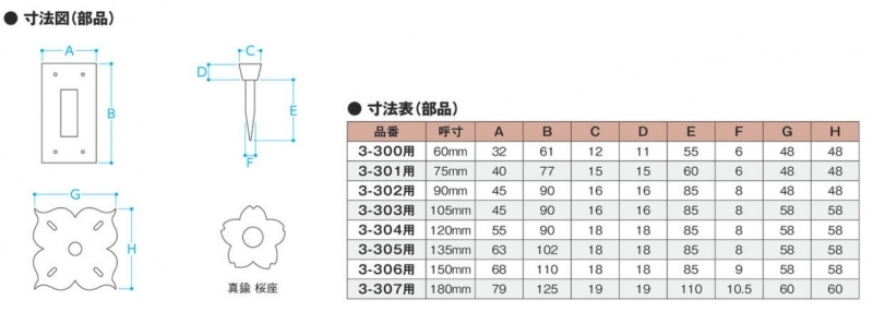 上　堀込門ひじ　鉄製　1組4個入