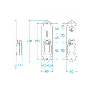 シリンダー箱錠　A角型　真鍮製