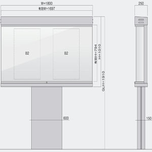 PKS-4型 照明なし 自立タイプ　強化ガラス