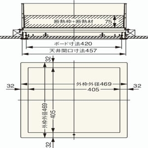 高気密型天井点検口（セット梱包品）在来軸組用　断熱タイプ