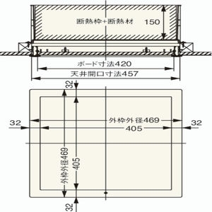 高気密型天井点検口（セット梱包品）在来軸組用　高断熱タイプ