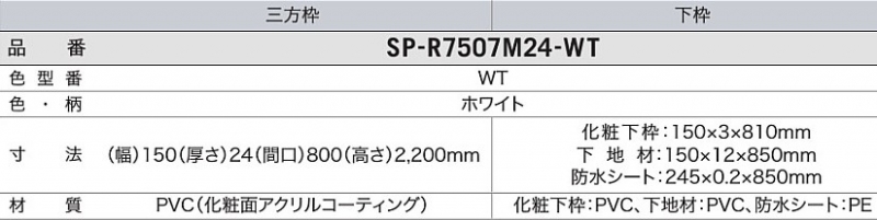 抗菌樹脂枠　四方枠浴室用バリアフリータイプ