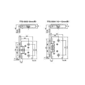 TTS　ガラスドア用蝶番　Bタイプ（壁取付コーナー用）　■強化ガラス用　31898