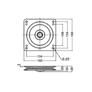 NN200L型　椅子用回転盤　62820