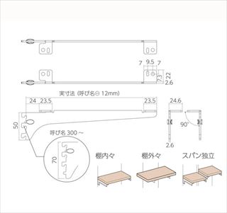 「シューノ19」木棚用ブラケット（左右セット）