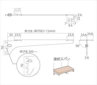 「シューノ19」木棚用ブラケット(中間用）