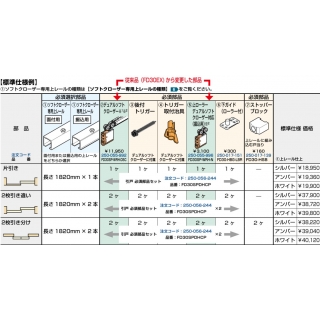 引戸デュアルソフトクローザー引戸　必須部品セット　注文コード250-056-244